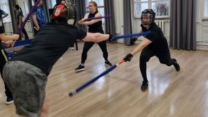 Спарринг на круглых японских мечах чанбара катана в школе кендзюцу Katana Club в апреле