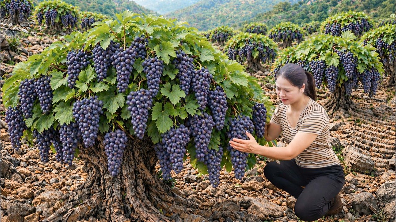 Сбор редкого дикого винограда в лесу | Изготовление традиционного деревенского вина.