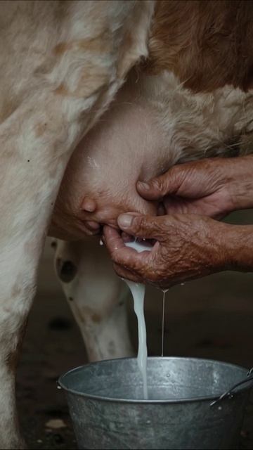 Доение коровы: традиционное искусство #фермерство #молоко