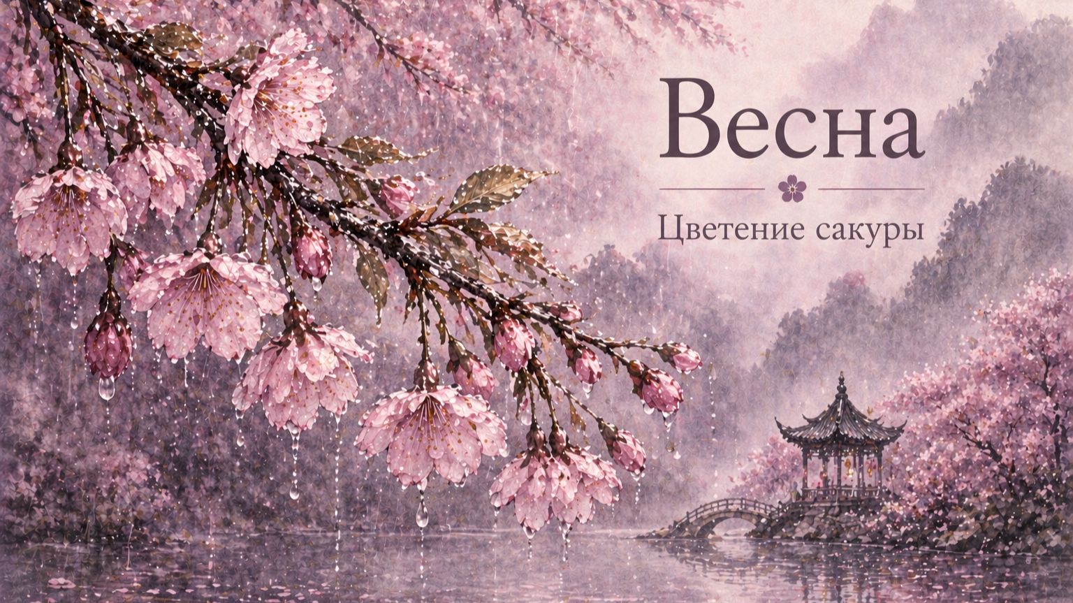 Цветущая весна  Сакура туман и дождь  Музыка для сна и отдыха
