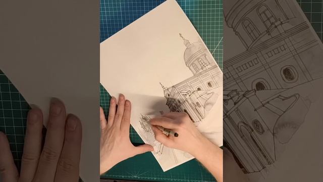 Архитектор рисует русский стиль | Акварель и линеры |