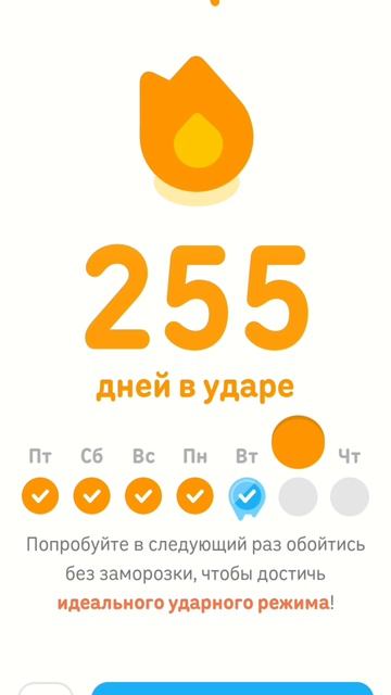 255 дней в Duolingo!