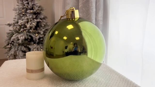 Пластиковый шар глянцевый, зеленый, 250 мм, 1131366