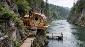 3 дня один, строю дом у реки для рыбалки.