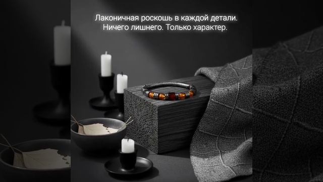 Браслет из янтаря и гематита 
