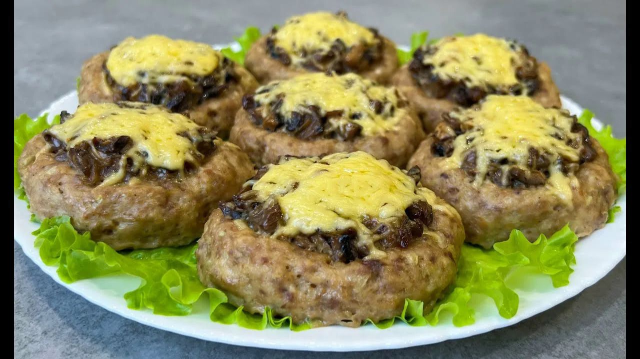 Гнезда из фарша с грибами