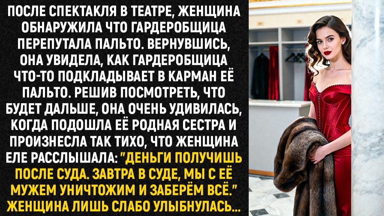 После спектакля в театре, женщина обнаружила что гардеробщица перепутала пальто. Вернувшись