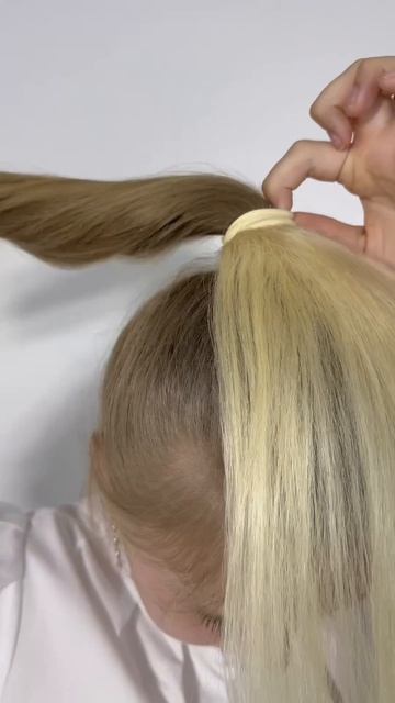 Хвост на резинке из натуральных волос, блонд, 50 см, RUSE HAIR.