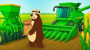 Насыщенный день на кукурузной ферме Медведя! 🌽🐻  Анимация сельскохозяйственной техники