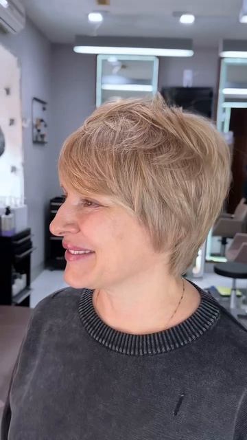 Стрижка Пикси и бежевый блонд❗️