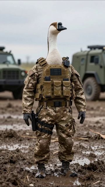 Военный гусиный солдат в действии! #приколы #юмор