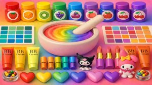 ASMR слайм видео 🌈 DIY Радужный облачный слайм с косметикой, тенями, уходом и блёстками