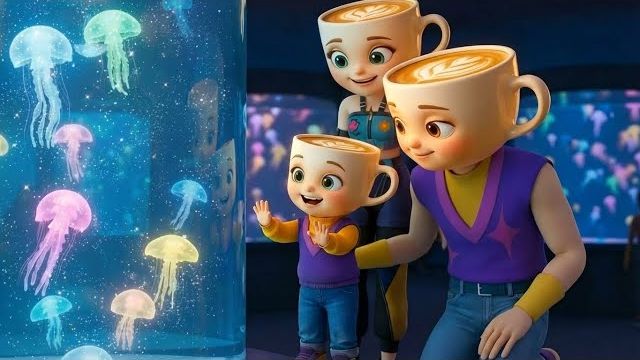 Семья Балерины Капуччины счастливо проводит день в океанариуме вместе со своим малышом