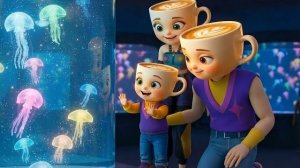 Семья Балерины Капуччины счастливо проводит день в океанариуме вместе со своим малышом