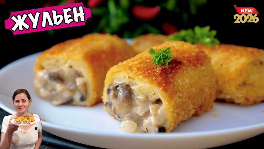 Блины Жульен с Курицей и Грибами! Хрустящие панированные блины!