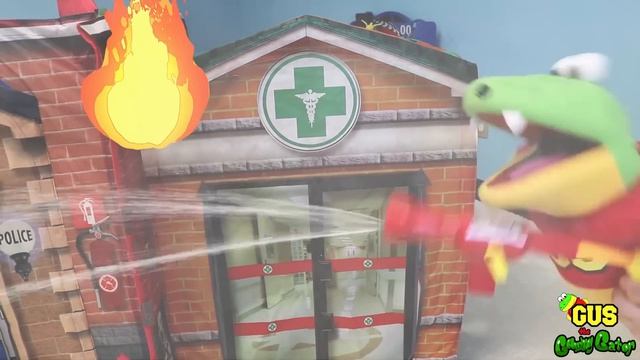 Fire Truck Pretend Play with Paw Patrol Marshall and Gus the Gummy Gator!