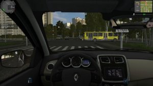 работаю в такси в игре City Car Driving на машине Renault Logan