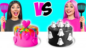 Черное vs Розовое Украшение Торта Челлендж # Фантастические Лайфхаки с Едой от Jelly DO Challenge