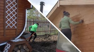 6 соток 25 апреля 2026 года. Разбросала компост.  Покрасила часть домика. Посадила розы.