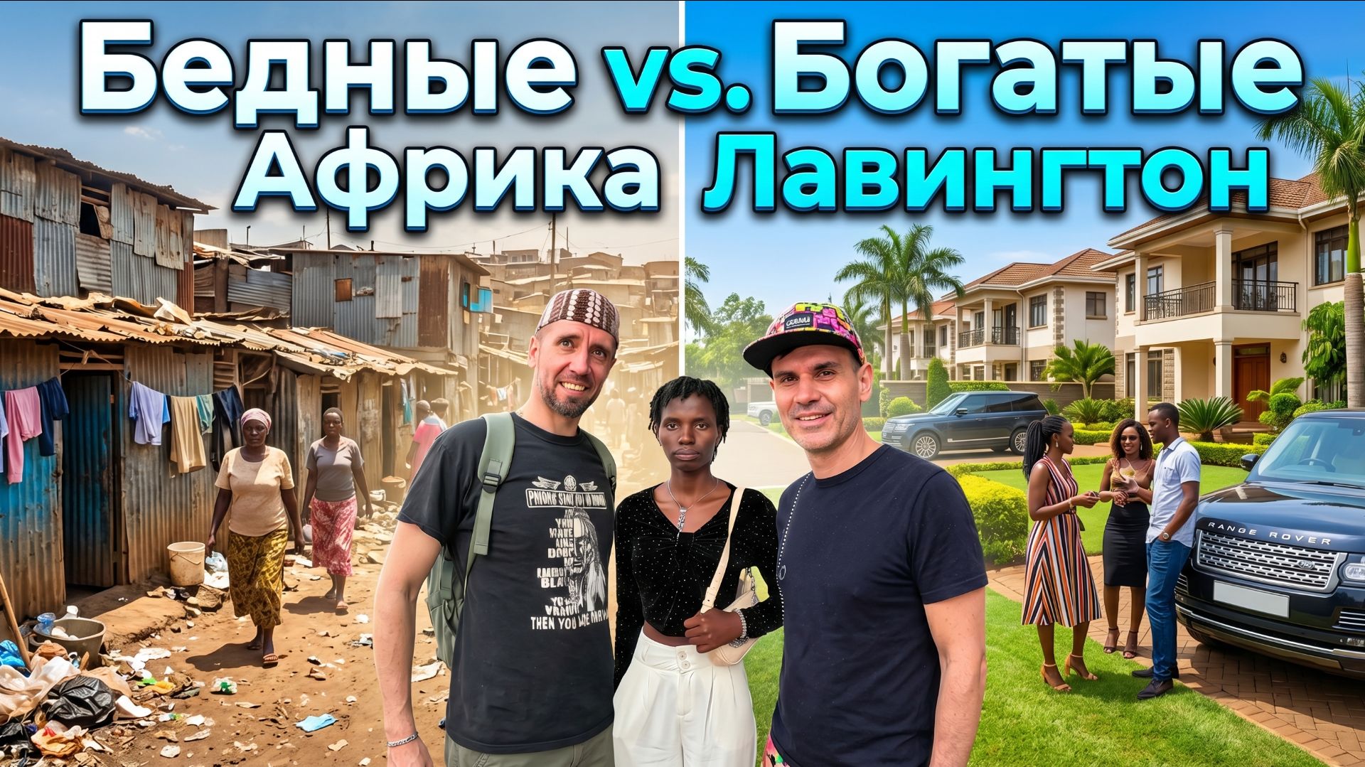 КОНТРАСТ РАЗРУХИ И БОГАТЫХ РАЙОНОВ АФРИКИ: ЛАВИНГТОН В НАЙРОБИ, КЕНИЯ