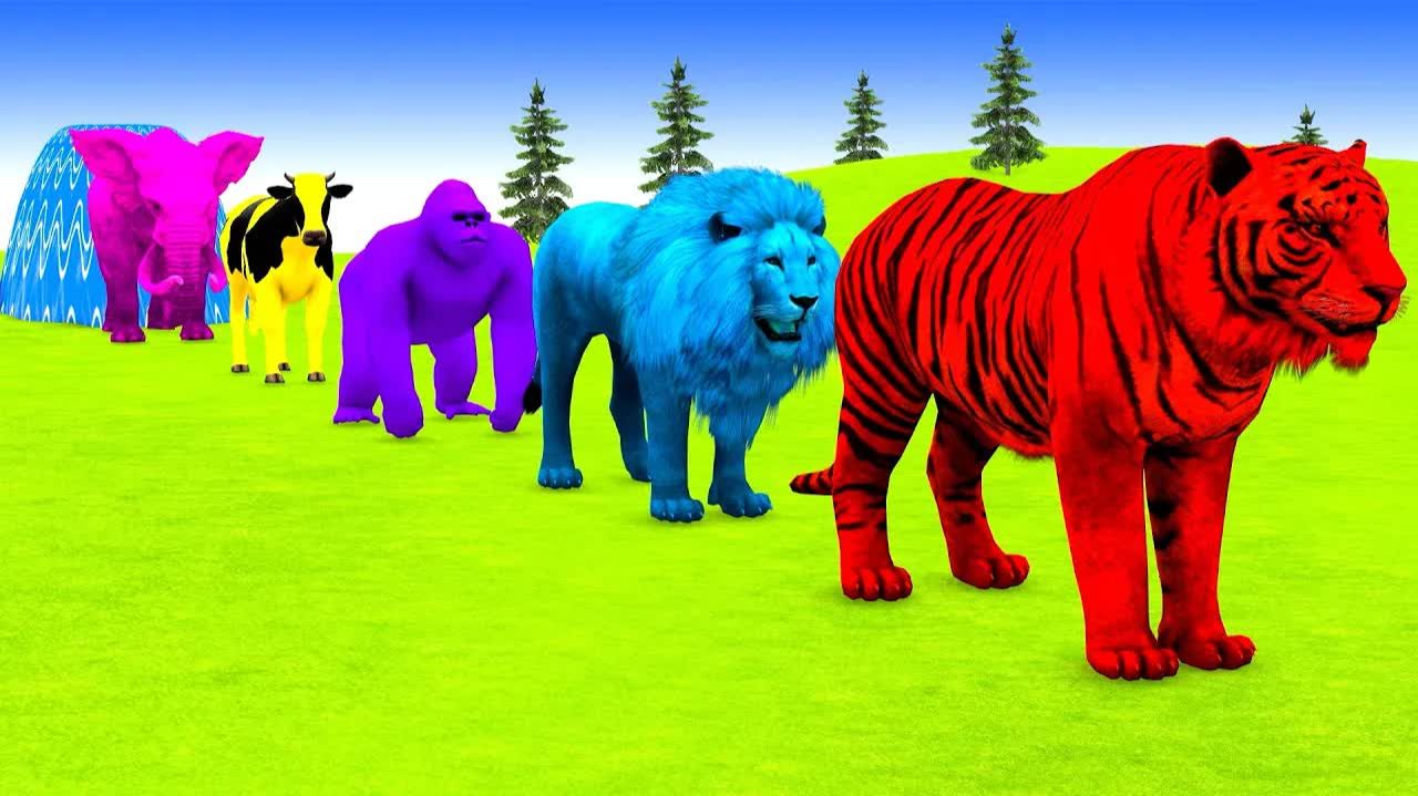 Длинная игра-горка с забавными 3D животными