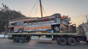 Восстановление автобуса после падения с оврага.