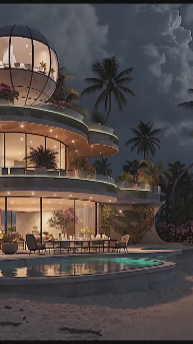 Роскошная пляжная вилла: ночное настроение 🌴
