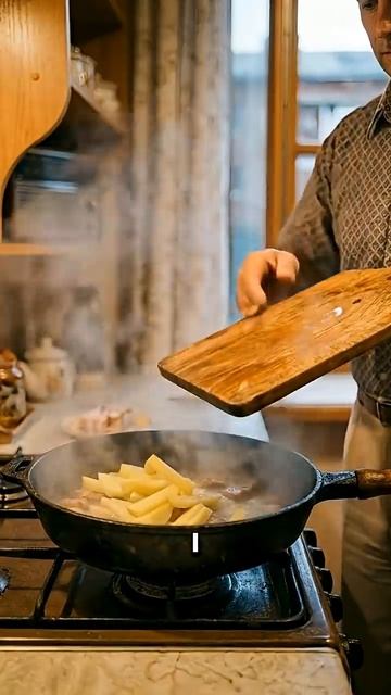 Тихий летний вечер и та самая картошка со шкварками.
