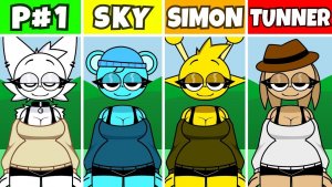 INCREDIBOX SPRUNKI: HUMAN НО ВСЕ — SKY 🌌 VS SIMON 👨🎤 VS TUNNER 🚂!