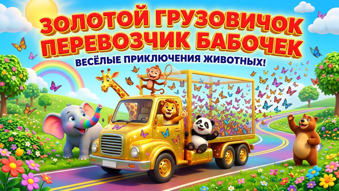 Золотой грузовичок — перевозчик бабочек 🦋🚚 Волшебное приключение для детей | Мультик