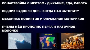 #СОНАСТРОЙКА #ДЫХАНИЕ #ЕДА #ЛЕДНИК  #МАТЕРИК #ПОТОП #ПЧЕЛЫ #МЕД #ПРОПОЛИС #ПЕРГА