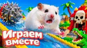 ХОМЯК ВЫБИРАЕТСЯ ИЗ СЕКРЕТНОЙ ХОМЯЧЕЙ ТЮРЬМЫ ! Играем ВМЕСТЕ 4 Помогаем выбраться из лабиринта !