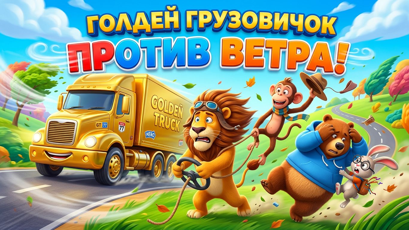 Золотой грузовичок против ветра 🌬🚚 Доброе и захватывающее приключение для детей | Мультик
