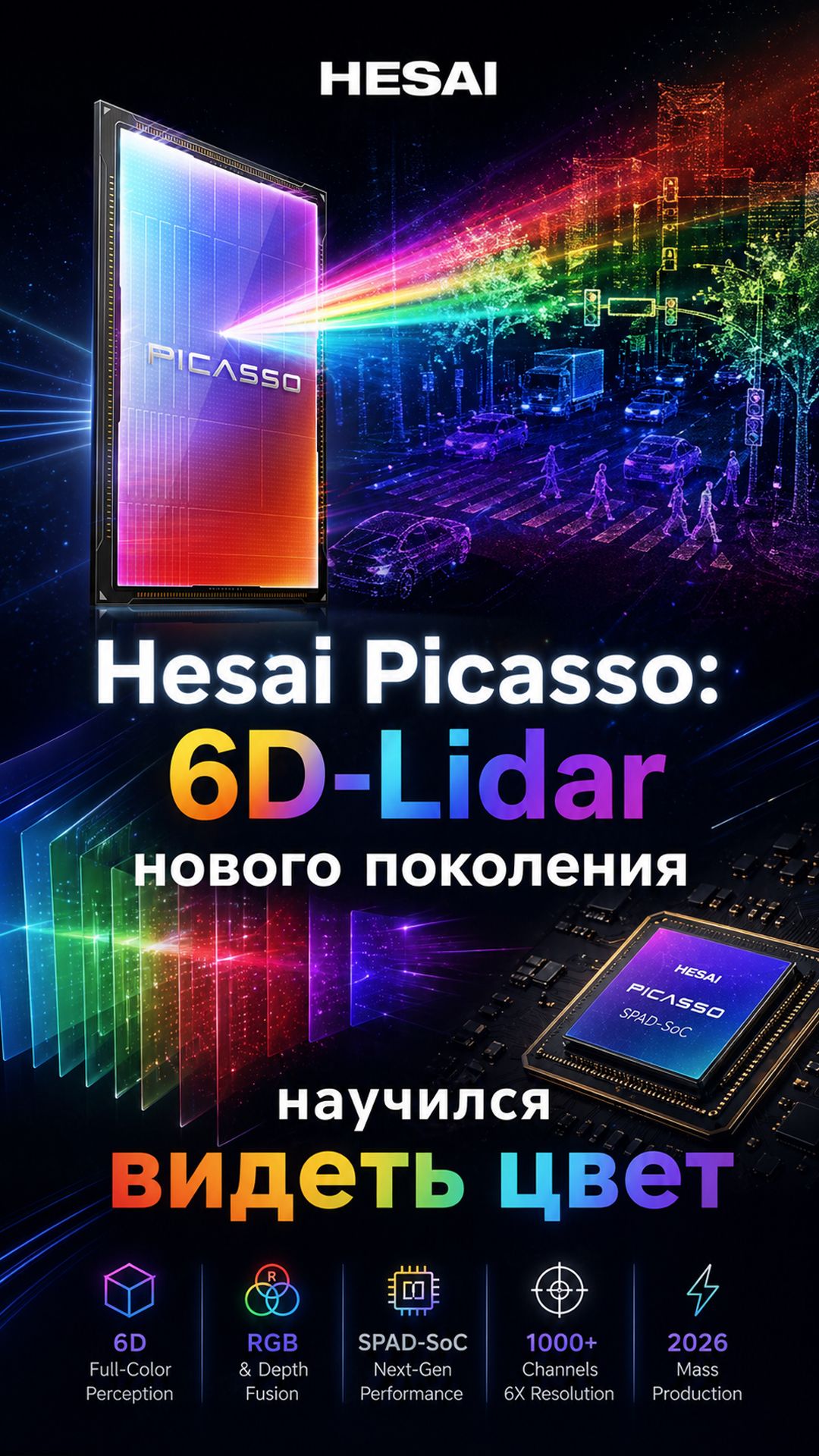 Почему цветной лидар Hesai Picasso может изменить восприятие дороги машинами