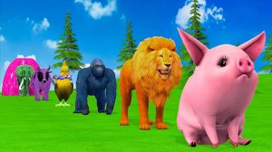 Длинная 3D игра-горка: Корова, Слон, Горилла, Бегемот, Тигр