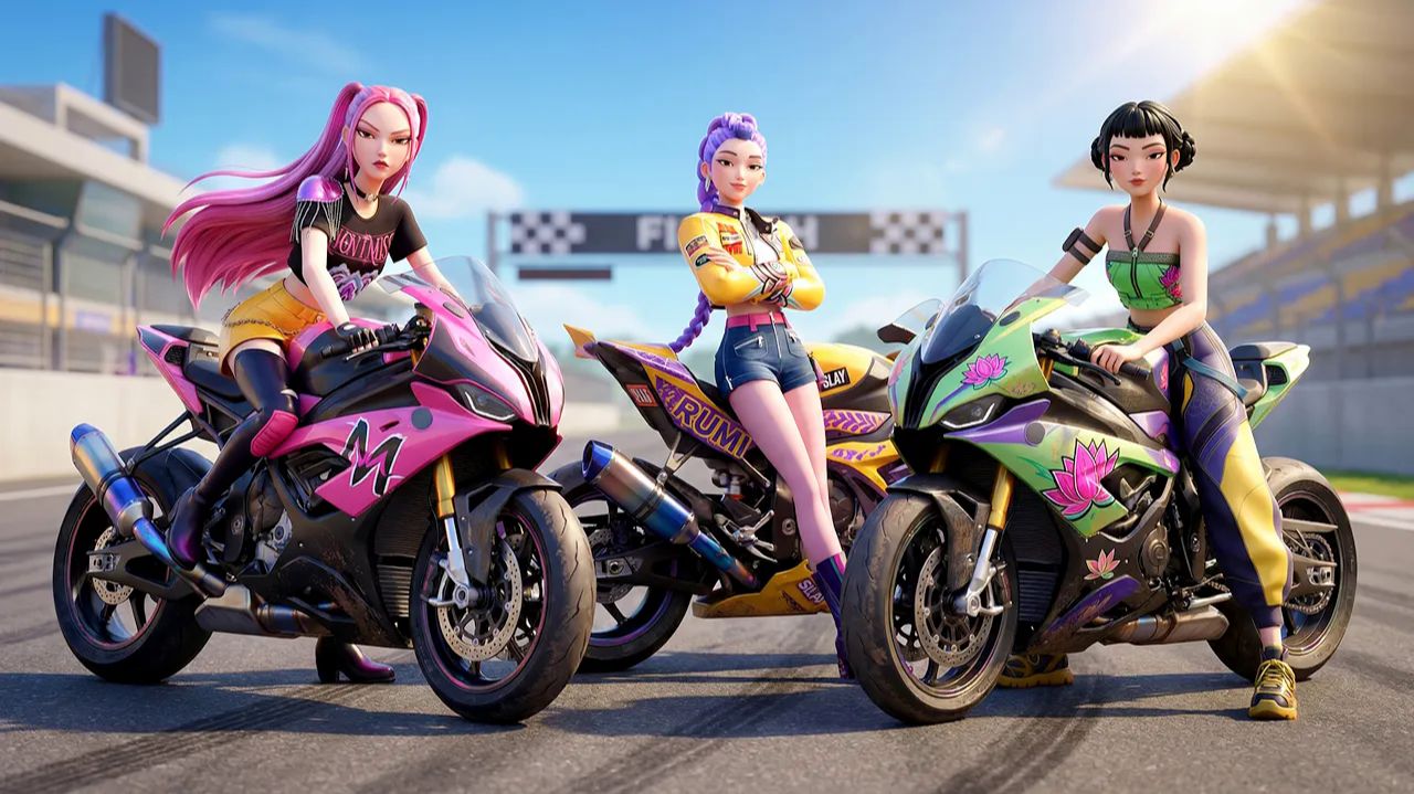 Гонки на мотоциклах 🏍🔥 [KPop Demon Hunters]