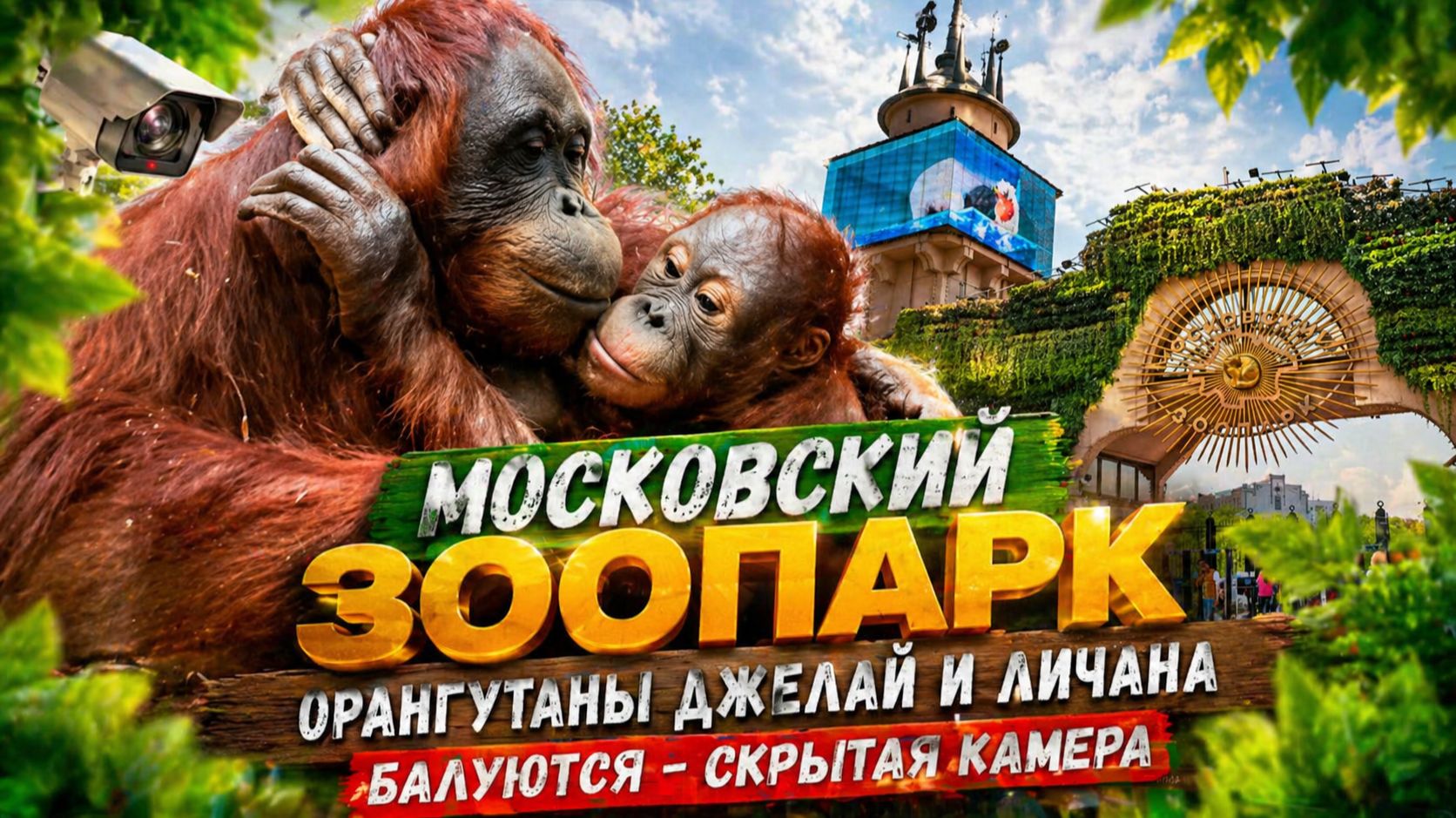ОРАНГУТАНЫ Джелай и его мама Личана балуются на скрытой камере! Московский зоопарк