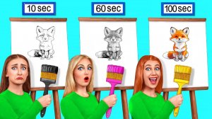 10 Секунд vs 60 Секунд vs 100 Секунд Челлендж Рисунков # Смешные Cитуации от Jelly DO Challenge