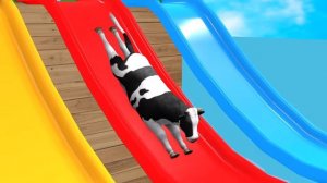Забавная 3D-игра на длинной горке с животными (слон, тигр и др.)