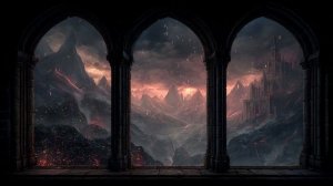 Dragon Realm Window Ambiance | 4K Medieval Castle • Falling Ash • Dark Fantasy Music