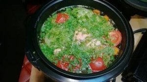 Кухня дальнобойщика. Приготовление ухи из лосося и креветок в мультиварке. 04.06.2021