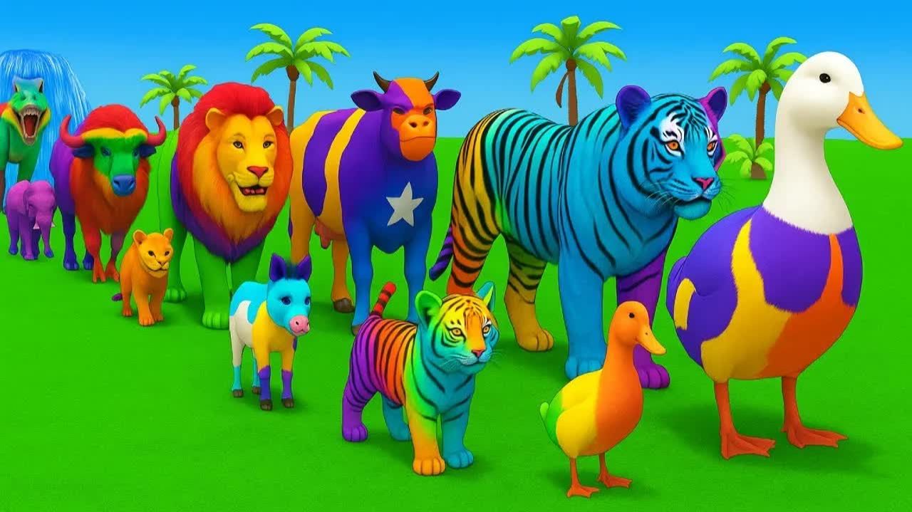 Длинная горка: Забавная 3D игра с животными (Корова, Слон, Горилла, Бегемот, Тигр)