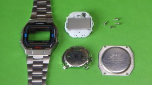 Замена батарейки в часах CASIO A163W.