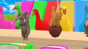 Длинная 3D игра-горка: Корова, Слон, Горилла, Бегемот, Тигр
