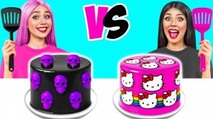 Черное vs Розовое Украшение Торта Челлендж # Забавные Лайфхаки с Едой от Jelly DO Challenge