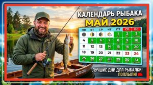 КАЛЕНДАРЬ РЫБАКА НА МАЙ 2026! Прогноз клева рыбы: когда клюет карась, лещ и щука. Лунный календарь
