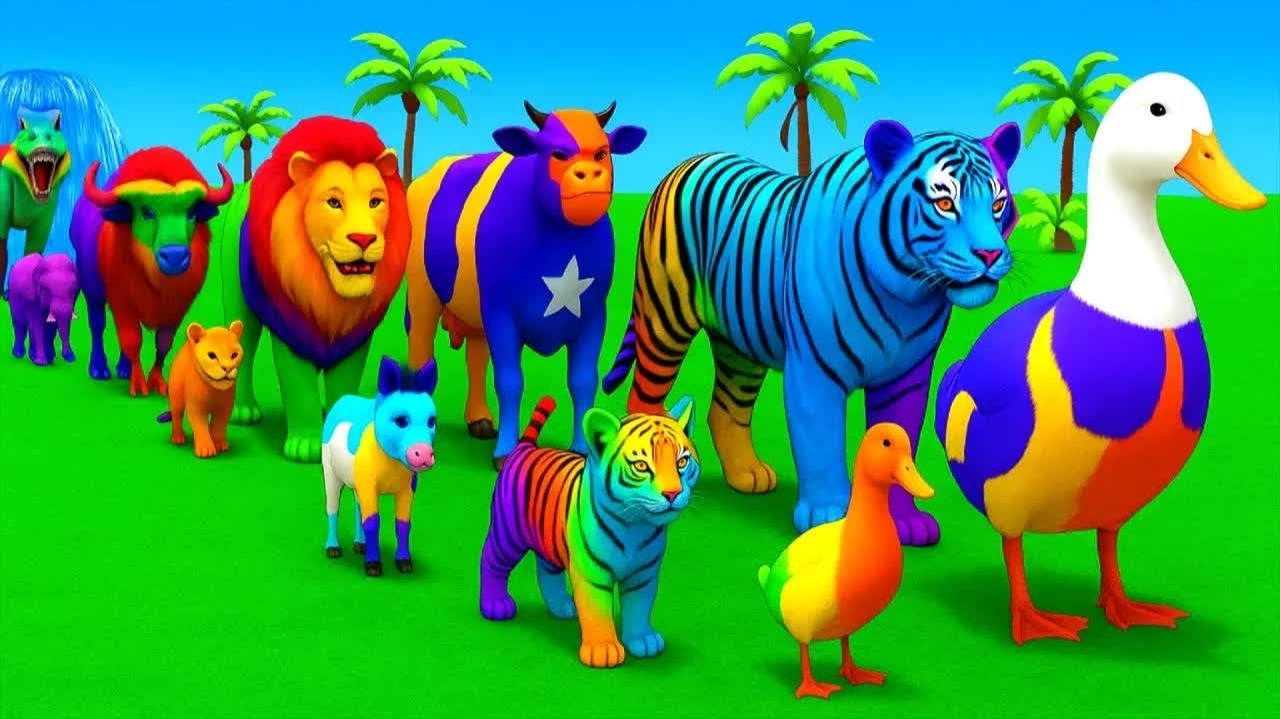 Забавные 3d-животные игра с Коровой, Слоном, Гориллой