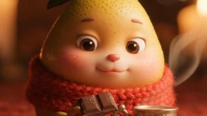 Милая грушка кушает шоколад