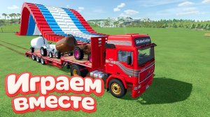 МУЛЬТИКИ ПРО РАЗНОЦВЕТНЫЕ МАШИНКИ И ГРУЗОВИКИ ДЛЯ ДЕТЕЙ 🚜 ГОНКИ МАШИНОК НА ФЕРМЕ №5