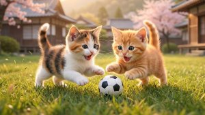 Рыжик и Муму играют в футбол